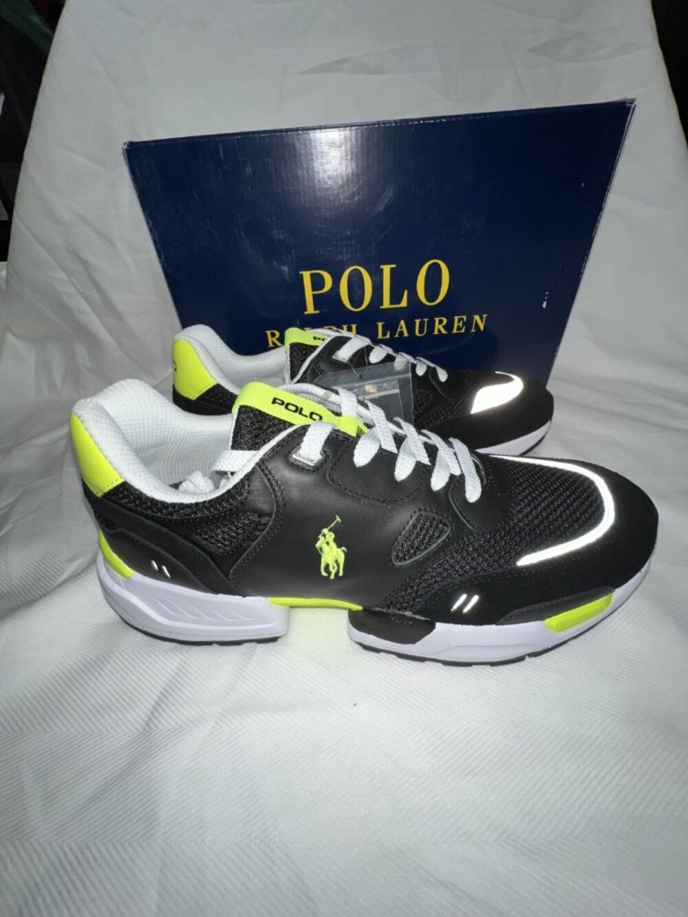 Polo Ralph Lauren Men's Black/Safe Green Colorblock Polo Retro Jogger Sneakers